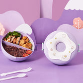 Boîte à lunch pour écolier, boîte à snack, boîte à bento étanche de dessin animé, sacs à lunch avec fourchette, cuillère, micro-ondable à 3 compartiments