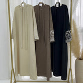 Abaya islamique brodé de fleurs pour femmes, Chic avec ceinture gratuite, Robes Maxi musulmanes de haute qualité, vêtements islamiques élégants Eid Ramadan