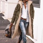 Women's winter outerwear, hooded coat, regular fit, solid color, retro, vintage, casual wear, plus size, Mia Muse, 2025