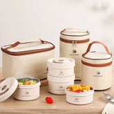 Boîte à déjeuner Portable, ensemble de conteneurs à déjeuner isolés, conteneur à déjeuner empilable Bento en acier inoxydable