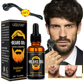Natural shea butter beard conditioning oil, softens and strengthens the beard, sandalwood scent, 30ml, and gentle roller for men, facial hair massage