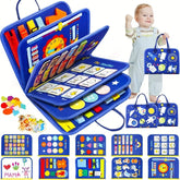 Planche occupée Montessori pour tout-petits, jouet sensoriel, activité de motricité Fine, voyage, apprentissage, cadeau pour garçons et filles, Polyester bleu