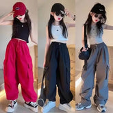 Pantalons Cargo pour filles de 5 à 14 ans, mode printemps, pantalons amples pour enfants, nouveau Style, pantalons à jambes larges, vêtements décontractés pour filles