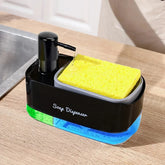 Ensemble distributeur de savon pour les mains et la vaisselle, distributeur de détergent, porte-éponge, pompe à savon de comptoir 2 en 1 pour évier de cuisine