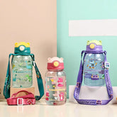 Bouteille d'Eau Portable avec Paille pour Enfant, Sans BPA, Étanche, pour l'Extérieur, 650ml