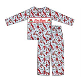 Children's gingerbread men's clothing, short sleeves, cartoon elf print pants, Christmas set for girls and boys, wholesale