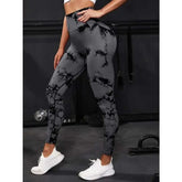 Leggings taille haute sans couture pour femmes, teinture par nouage, Fitness, sport, course à pied, pantalons de Yoga, levage des hanches, collants tricotés élastiques