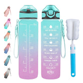 Bouteille d'eau potable de 32 oz avec fois pour boire et paille, motivation avec sangle de transport, étanche BPA et sans toxique