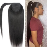 100G queue de cheval Extensions de cheveux humains enveloppe droite autour de la prêle 100% Remy cheveux humains 10 "-32" Extension de queue de cheval pour les femmes