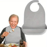 Grands bavoirs imperméables en Silicone pour adultes, de qualité alimentaire, avec poche, aide à l'alimentation, pour hommes et femmes âgés, accès aux vaisselle Portable