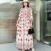 Robe bohème ample en coton à imprimé Floral, manches longues, grande taille, robe Maxi de maternité pour femmes enceintes et dames enceintes