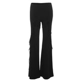 Women's high-waisted bootcut trousers, retro style, ruffled seams, with a sense of design, slimming trousers