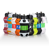 Bouteille d'eau pliable en silicone pour football/basket-ball, bouteille d'eau pour sports de plein air pour enfants/étudiants. Supporte la personnalisation de masse