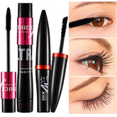 Ensemble de mascara en fibre avec double tubes, imperméable et longue durée, crée de longs cils naturellement recourbés sans bavures