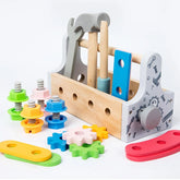 Wooden toys, simulation play set, children's toolbox, nut removal, screw assembly, simulation repair games, educational sensory toys