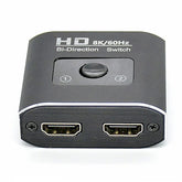 8K 60Hz HDMI Switch, 2 Ports, 2-in-1 Video Splitter Output for Laptop, Xbox, PS3/4/5, TV Box for Monitoring, TV Projector Adapter