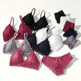 Femmes dentelle florale soutien-gorge culotte ensemble push-up Bralette taille basse slips Sexy ensemble de Lingerie sans fil brassière femme sous-vêtements en dentelle