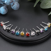 Effie Queen 925 boucles d'oreilles en argent Sterling pierre de naissance pour femmes AAA Zircon cubique 12 couleurs boucles d'oreilles mode fille bijoux SE84