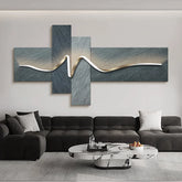 Chambre principale salon géométrique bureau décor peinture avec lumières luxe canapé TV fond mur suspendu photo chambre lits