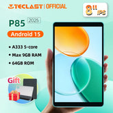 Teclast P85 2025 tablette Android 15 8 "IPS 9 Go (Expansion 3 Go + 6 Go) RAM 64 Go ROM A333 5 cœurs Wi-Fi 6 type-c corps métallique 5000 mAh