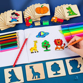 Jouets Montessori pour enfants, jouets de dessin, modèle de peinture en bois, pochoirs, jouets éducatifs d'apprentissage pour enfants, cadeau de noël