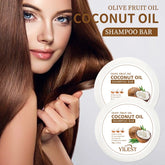Shampoing à l'huile de noix de coco naturelle biologique, savon solide fait à la main, nourrit les cheveux, Anti-frisottis, assombrissant, renforcement des cheveux, soins capillaires