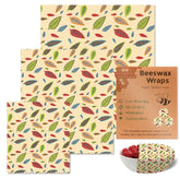 Beeswax Food Wrap 3-Piece Set, Reusable Eco-Friendly Organic Cotton Wax Fabric, Household Plastic Wrap Replacement, Washable Lemon Pattern
