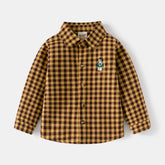 Children's long-sleeved cotton shirts, plaid blouse, casual top, baby clothes, collared, boys, 2-7 years, new, 2025