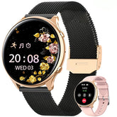 Women's smartwatch with phone function, 1.39-inch HD touchscreen with monitor, menstrual cycle tracking, sleep monitoring, and pedomy.