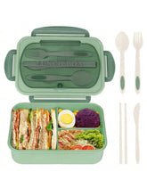 Adult Bento Box, Lunch Box with 4 Compartments, Utensils, Sauce Pot, Muffin Liners, Microwave and Dishwasher Safe, Back to School, 1 Piece