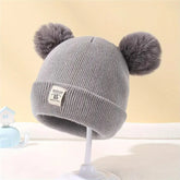 Knitted beanie with pom-pom for children, warm hats for babies, children's hat accessories for boys and girls, solid color, autumn and winter