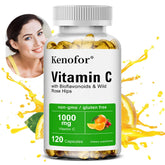Vitamine C 1000 Mg - avec agrumes, églantier, soutien immunitaire, production de collagène, santé de la peau, antioxydant, 120 gélules