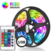 USB LED strip light for children's playroom, TV backlight, proxy document, flexible lights, 24 preset colors, 5050 RGB, home party, 5m