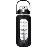 1000ML glass water bottles with straw, glass bottle with silicone sleeve and time marker, for gym, camping, home and office