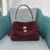 Sacs à main en cuir véritable pour femmes, fourre-tout en cuir véritable glacé, sac à bandoulière en daim marron pour dames, design moderne personnalisé
