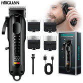 Tondeuse à cheveux professionnelle pour hommes avec écran LED, batterie au lithium rechargeable, chargement USB, tondeuse sans fil avec