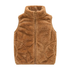 Boys' Solid Color Zip-Up Trench Coat, Children's Winter Coat