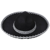 Chapeau mexicain unisexe pour adultes et enfants, motif de crâne tressé métallique, chapeau noir à large bord pour l'été, chapeau de soleil en plein air, accessoire de Cosplay d'halloween