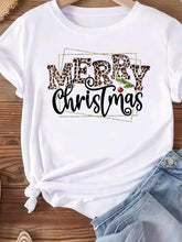 Christmas Holiday Printed Fashion New Year Women's Watercolor Tree Cute Top Happy Top Graphic T-Shirts