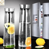 Pichet en verre avec couvercle pour réfrigérateur, Carafe en verre pour eau chaude/froide, boit du thé glacé, du café, du jus et des boissons faites maison, 1,5 l, 52 oz