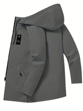 Men's fashionable casual jacket with hood and drawstring, solid color, suitable for spring and autumn casual wear