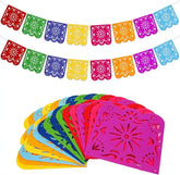 Mexican party decorations banner, colorful Dia De Los Muertos Papel Picado banner, carnival birthday baby shower decoration