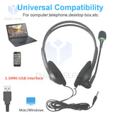Casque USB avec microphone antibruit et contrôle du volume filaire 3.5mm casque téléphonique pour ordinateur portable PC Call Center Office