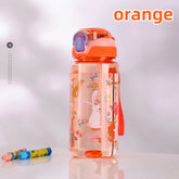 600ml Dinosaur Water Bottle for Kids, Spout Cup with Silicone Straw, Leakproof Plastic Water Bottles, Summer Water Cup for Children