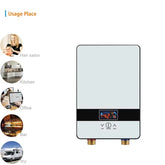 Portable Instant Electric Water Heater: Small, fast heating suitable for bathroom, kitchen, and shower; provides quick hot water when needed.