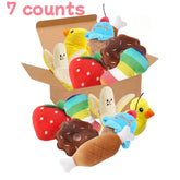 Un ensemble de 7 pièces de jouets sonores pour chiots, à mâcher en peluche en vrac pour animaux de compagnie, collations aux fruits et jouets pour chiots de légumes, adaptés aux jeux mignons