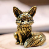 Statue de renard l'inventaire en laiton, figurine d'Auckland, décoration de bureau, sculpture animale en cuivre, artisanat de décoration d'intérieur, accessoires mignons