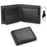Portefeuille en cuir véritable pour hommes, classique, noir, souple, poche pour monnaie, porte-carte de crédit