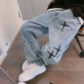 Jean imprimé pour hommes, Streetwear, Baggy, jambes larges, mode coréenne, drapé, droit, décontracté, ample, pantalon Cargo, nouvelle collection 2023