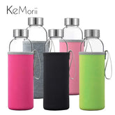 Bouteille d'eau en verre de 280ml/360ml/550ml, bouteille de Sport résistante aux hautes températures avec sac de protection, bouteille de boisson de voyage sans BPA